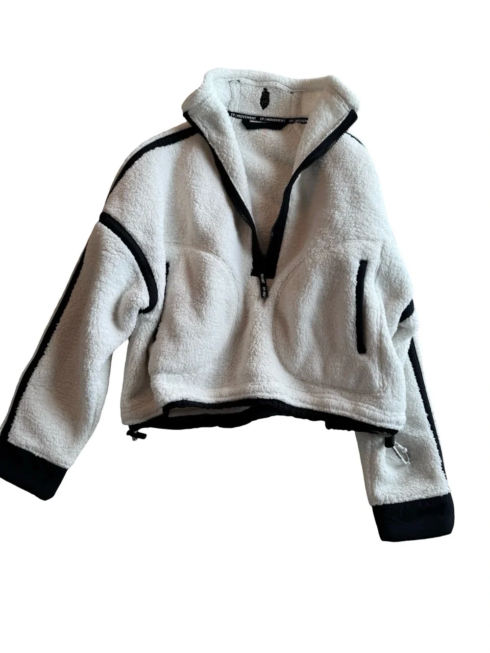 Free People Movement White Teddy Jacket Half Zip Size XS